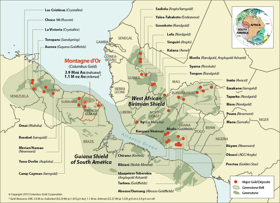 Geological continuity between Guiana Shield and Birimian Shield